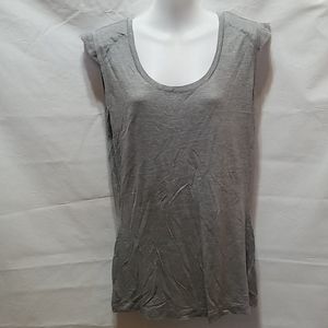 NEW She Said Ruffled shoulder grey tee L